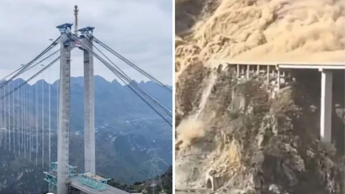 Halucinant! Cel mai înalt pod din lume s-a prăbușit! S-a produs un nor imens de praf