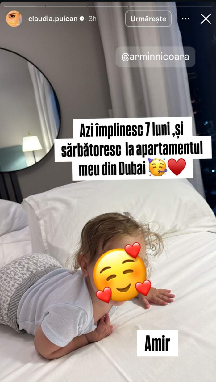 Fiul Claudiei Puican și al lui Armin Nicoară a împlinit 7 luni! Unde este sărbătorit micuțul Amir
