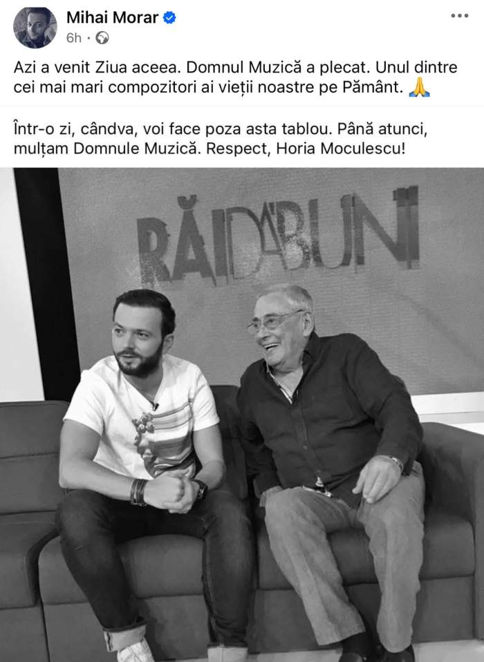 Moartea lui Horia Moculescu a înnegrit Internetul! Mihai Morar va face tablou dintr-o poză cu regretatul compozitor: "A venit ziua aceea..."