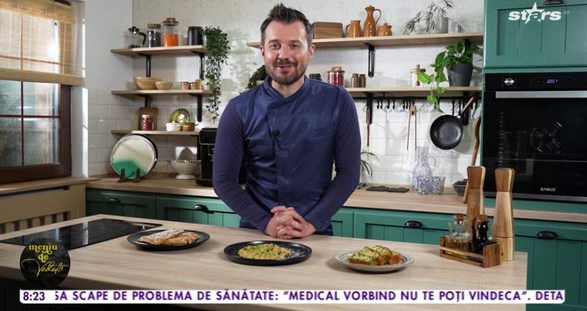 Rețeta lui Chef Horia Manea de fasole cremoasă cu zucchini și pesto. Preparatul pe care merită să îl încerci