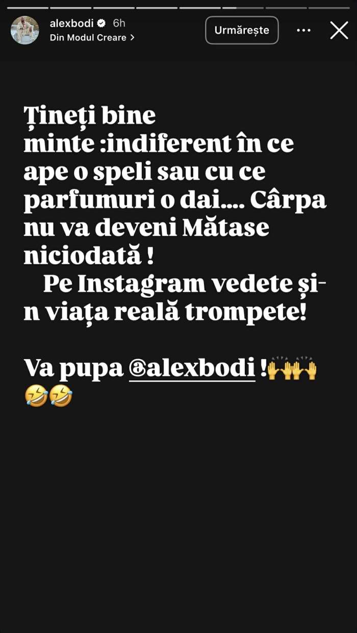 Alex Bodi, mesaj tăios: “Țineți minte, cârpa nu devine mătase." Omul de afaceri a spus lucrurilor pe nume