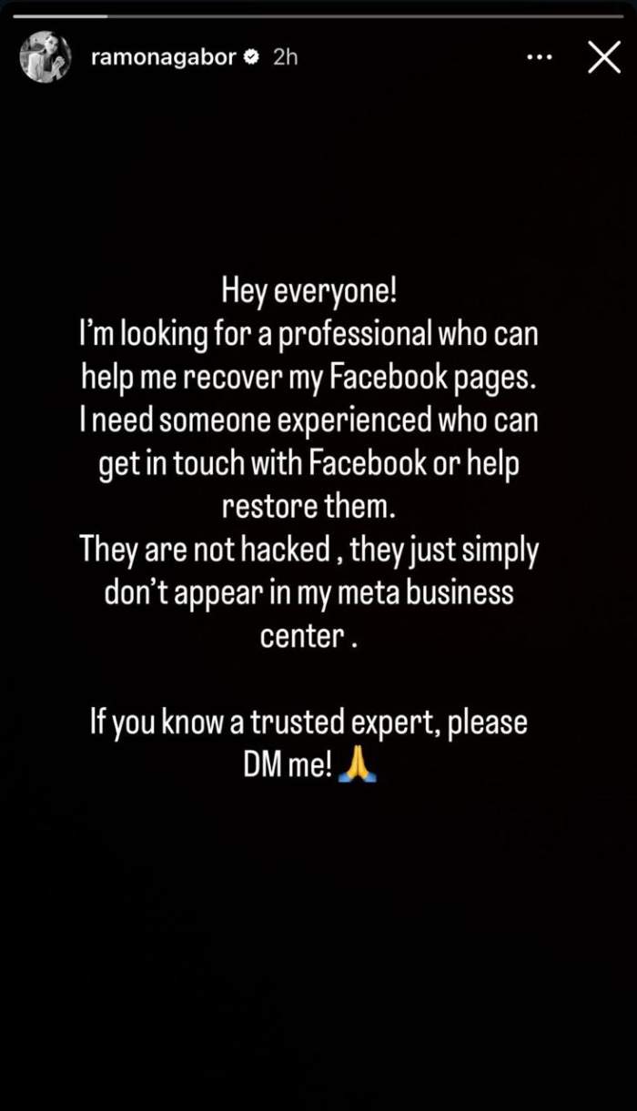 Ramona Gabor a rămas fără Facebook! Sora Monicăi Gabor s-a trezit cu conturile sparte