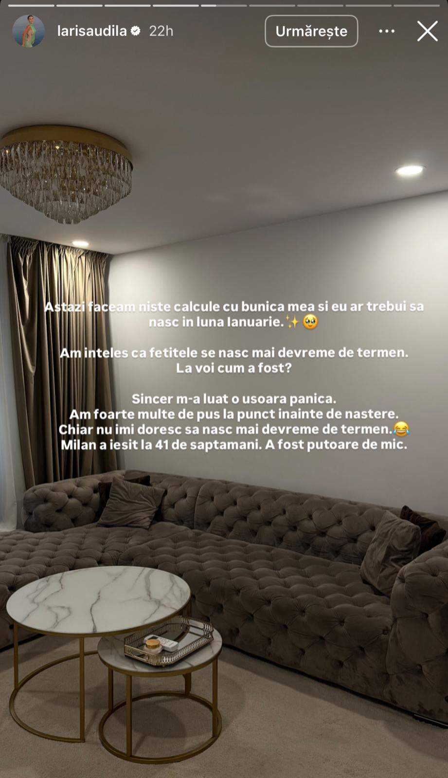 Când va trebui să nască Larisa Udilă. Influencerița a recunoscut că este puțin speriată: "M-a luat o ușoară panică"