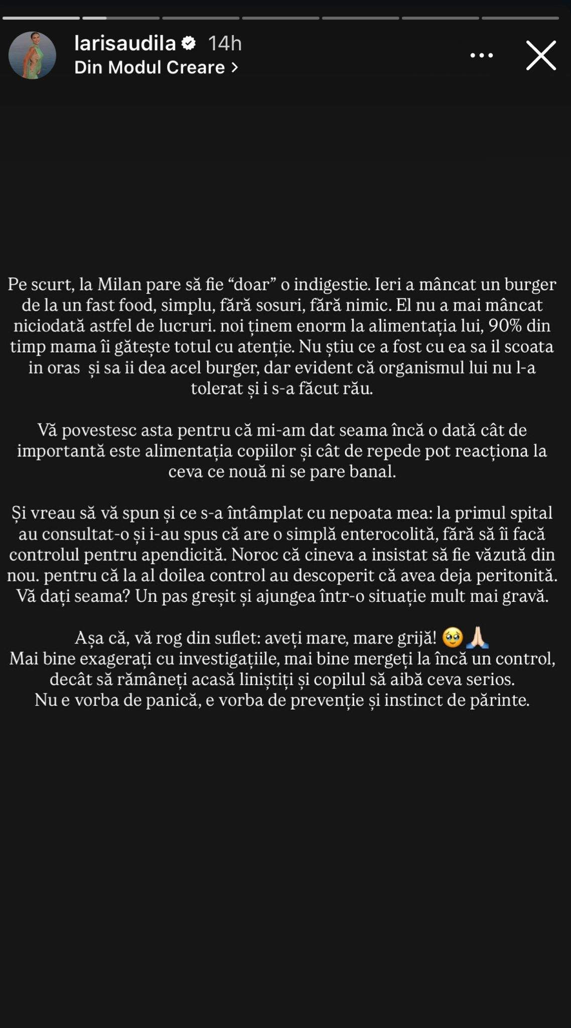 Larisa Udilă a povestit ce i s-a întâmplat
