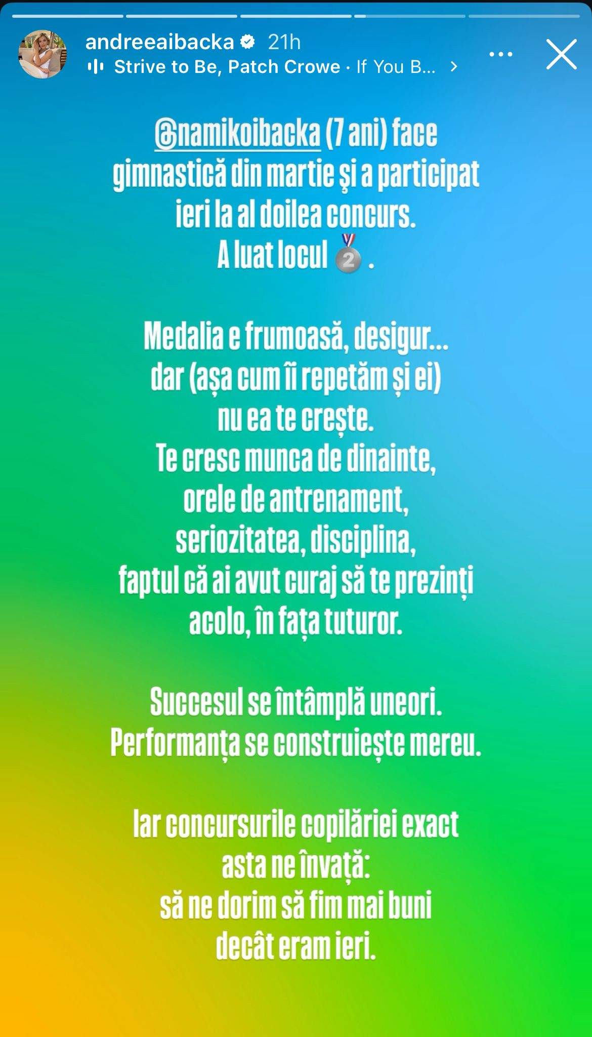 Mesajul Andreei Ibacka despre premiul fiicei ei la gimnastică