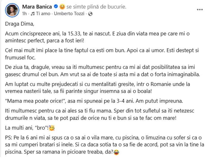 mesajul marei banica pentru fiul ei