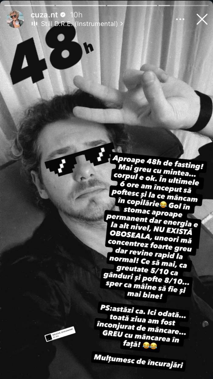 Mesajul transmis de Cuza de la Neatza, pe Instagram