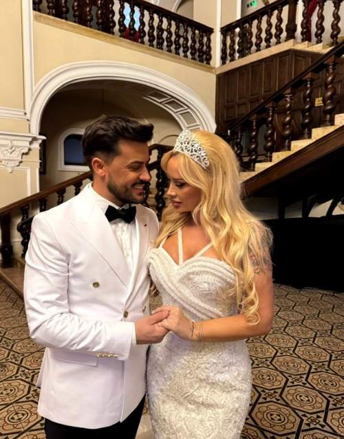 simona trasca in rochie de mireasa cu partenerul ei
