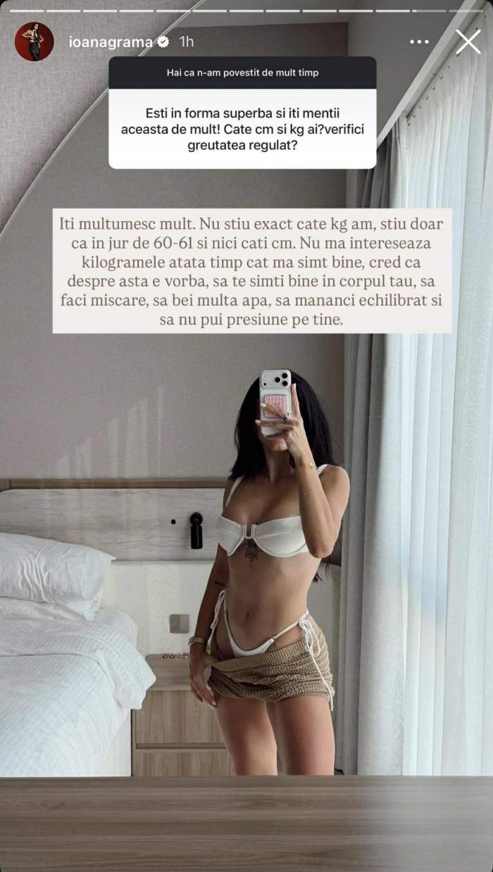 Câte kilograme are Ioana Grama! Influencerița a răspuns pe șleau la întrebare