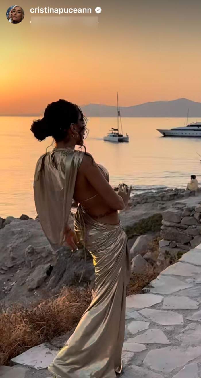 Cristina Pucean, dansând la malul mării