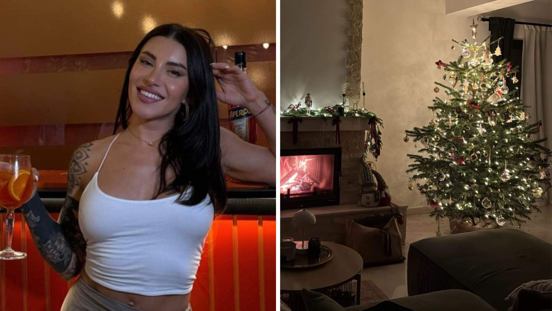 Colaj foto Nicoleta Nucă și bradul ei