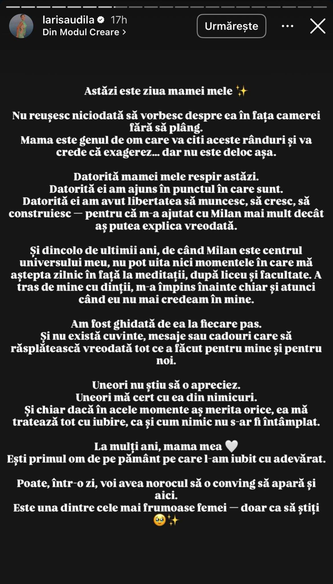 Mesajul Larisei Udilă