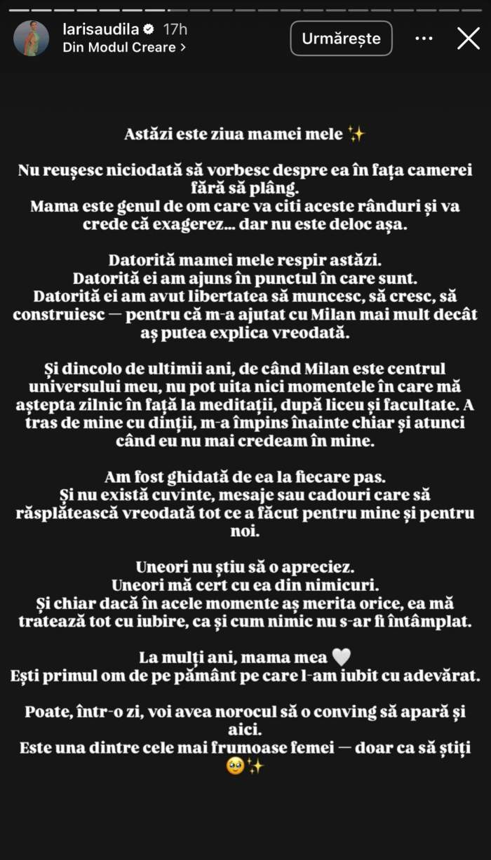 Mesajul Larisei Udilă