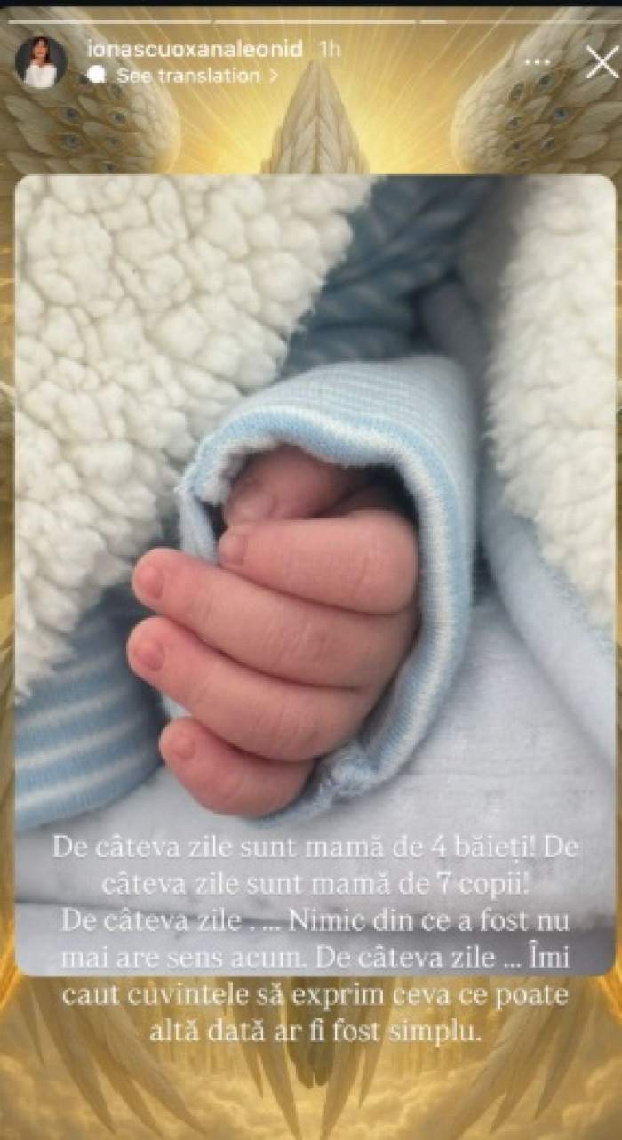 Primele declarații ale Oksanei Ionașcu după ce a devenit mamă pentru a șaptea oară. Ce nume a ales pentru micuț și ce semnificație are