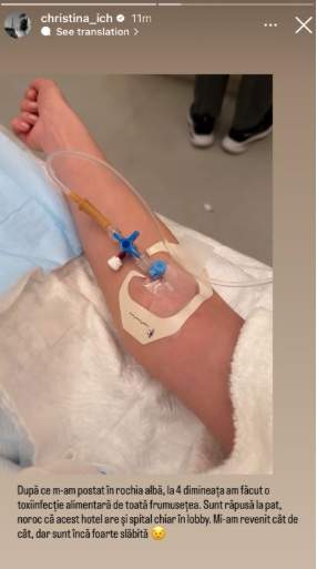 Cristina Ich a avut nevoie de perfuzii! Influencerița a ajuns direct pe mâinile medicilor de la un eveniment 
