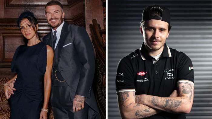 Colaj foto Victoria și David Beckham, și fiul lor