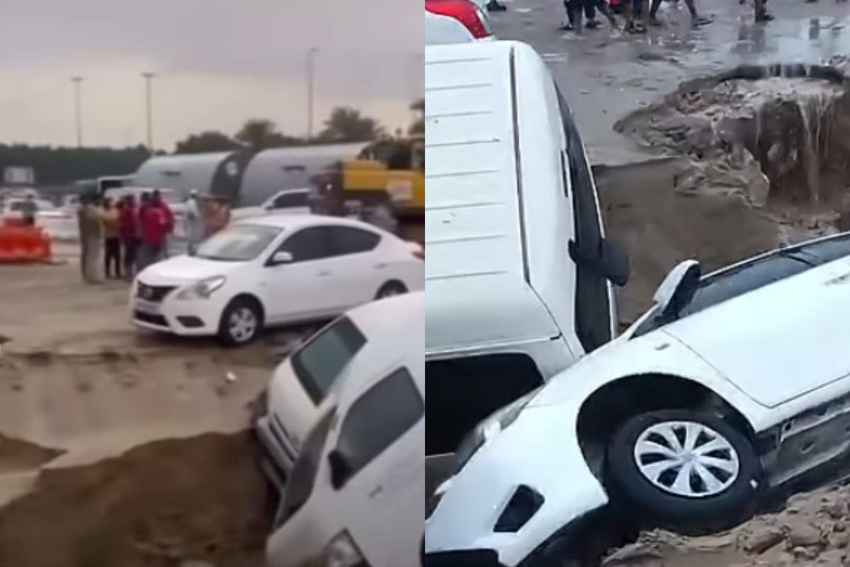 S-a surpat pământul în Dubai! Mai multe mașini au fost distruse