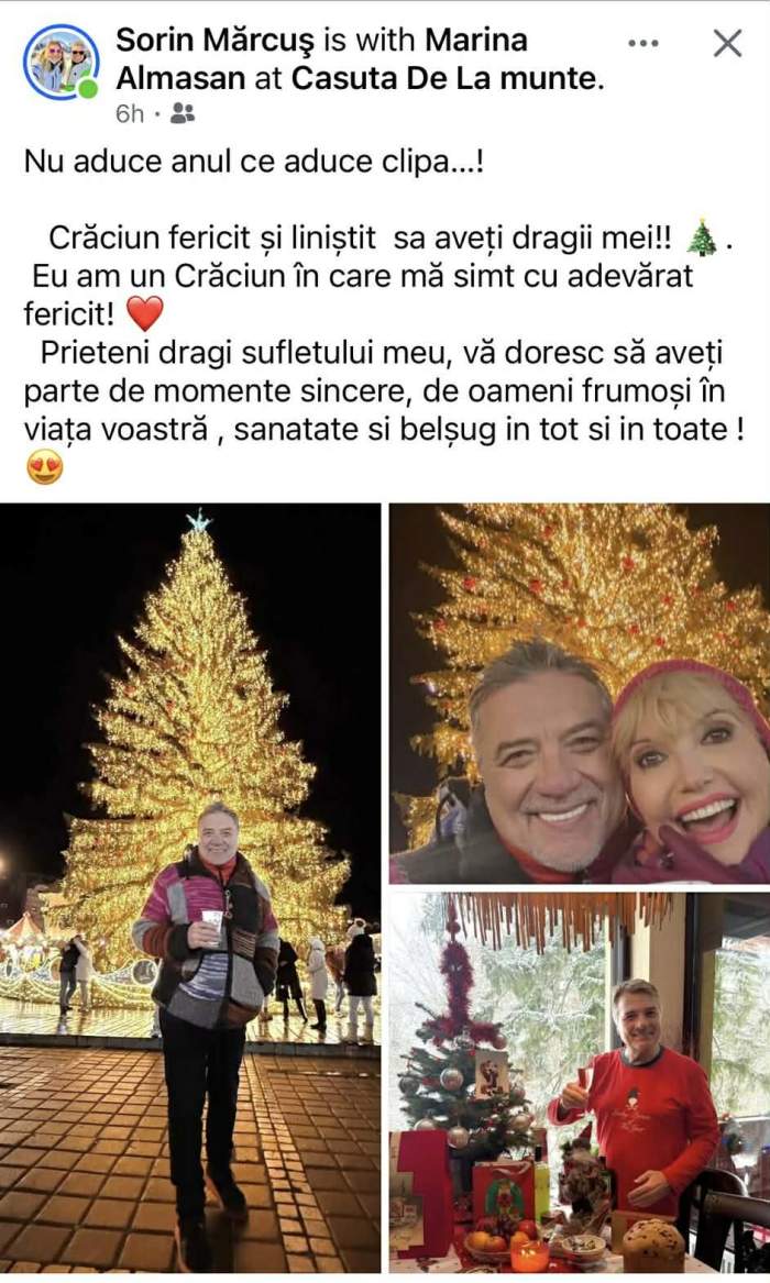 Sorin Mărcuș și Marina Almășan, mesaj de Crăciun! Unde au petrecut cei doi