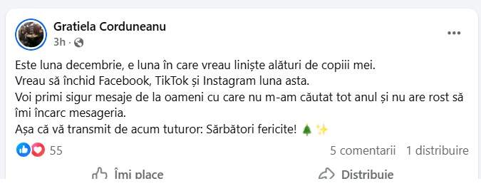 Mesajul Grațielei Corduneanu la câteva ore după ce Adrian Corduneanu s-a predat la poliție. Bărbatul a fost arestat preventiv pentru 30 de zile