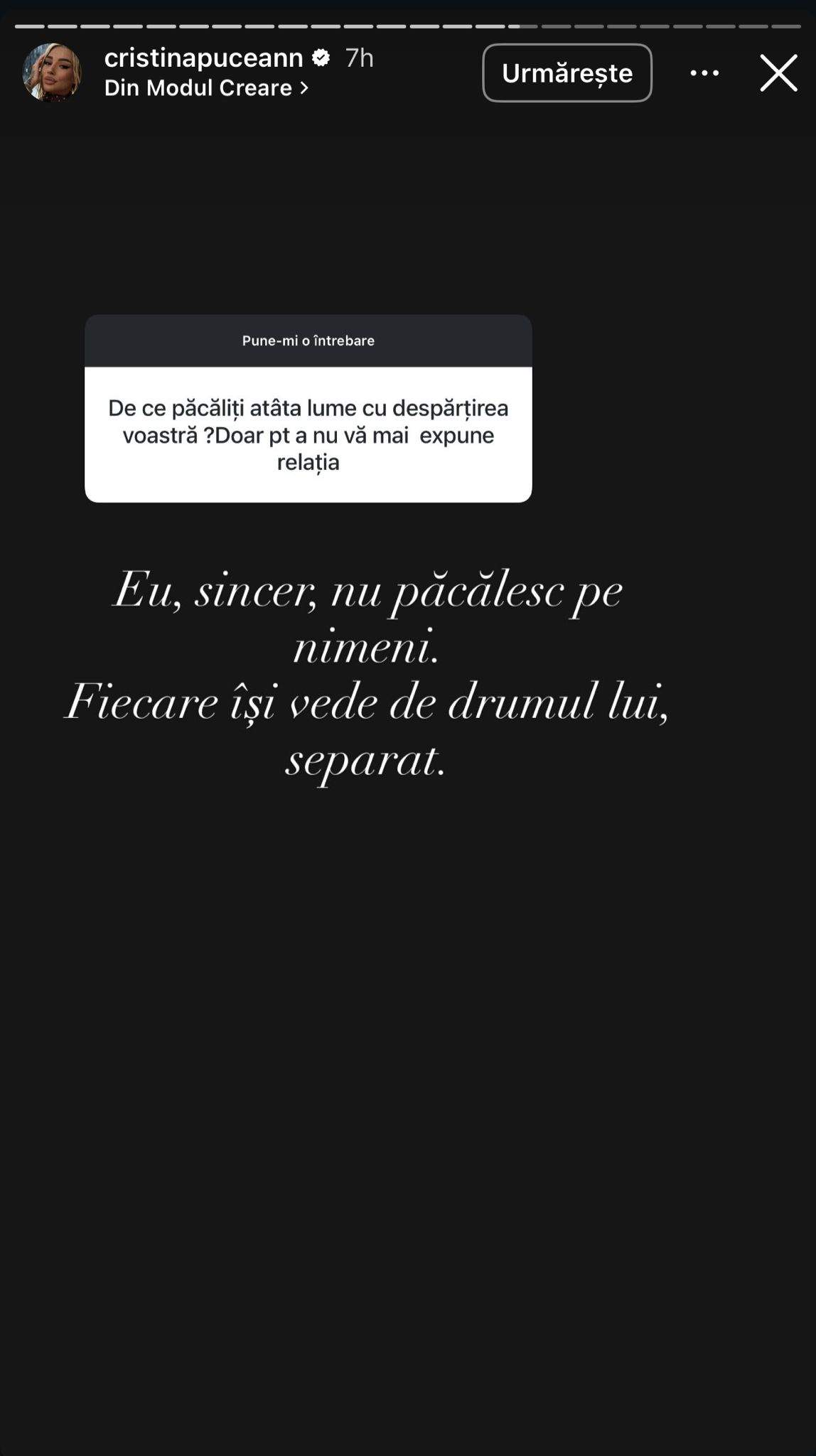 Răspunsul Cristinei Pucean