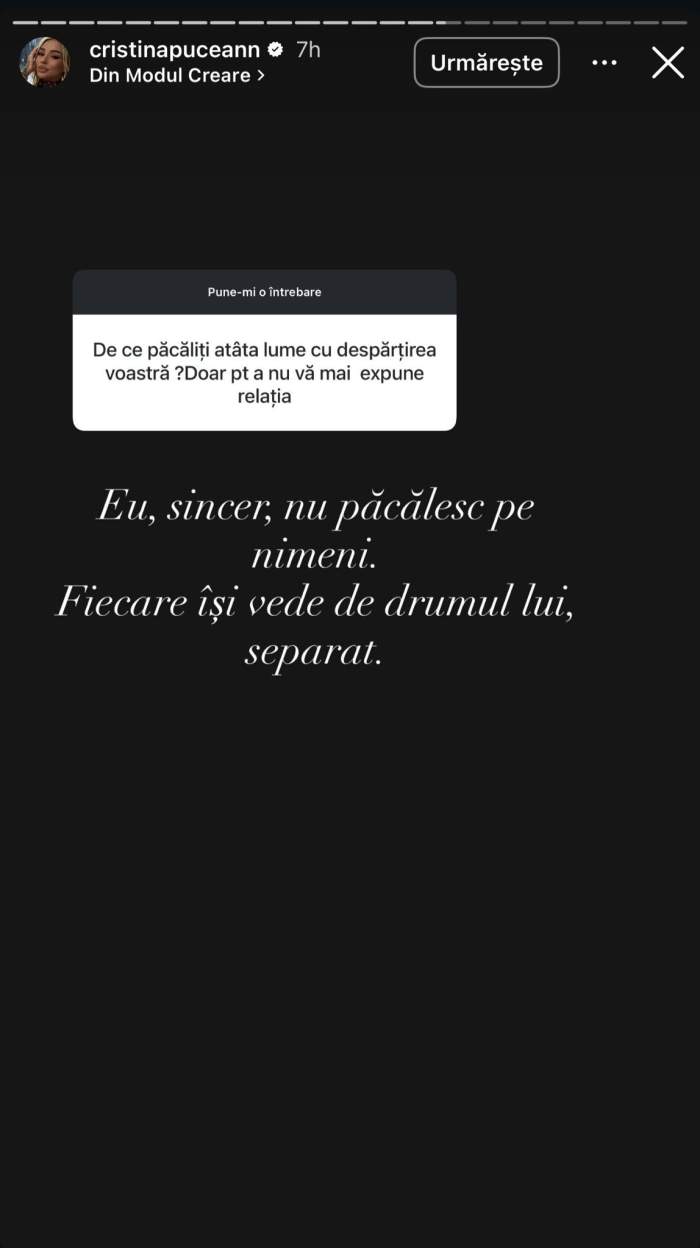 Răspunsul Cristinei Pucean