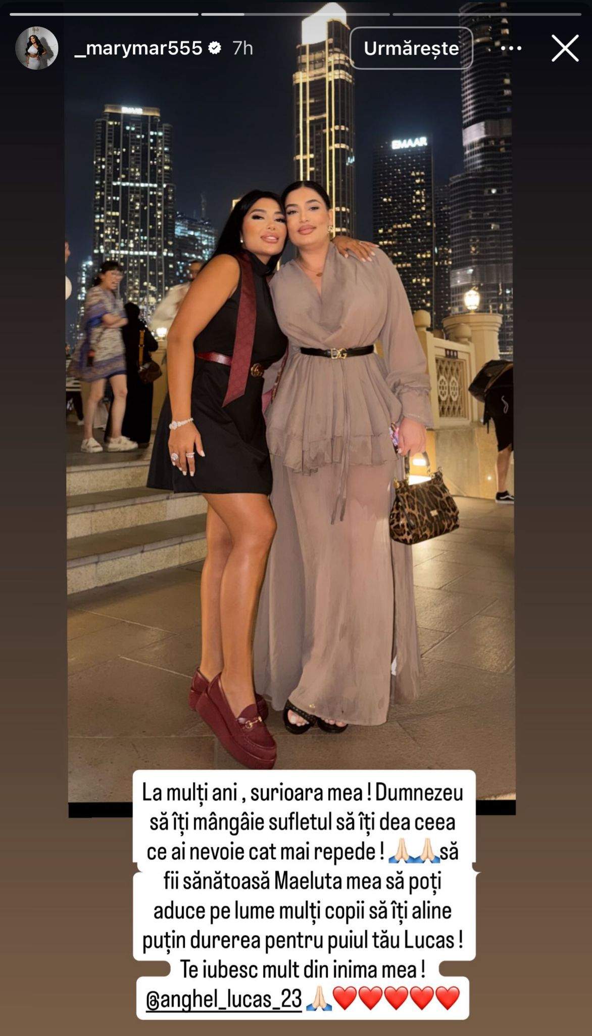 Unul dintre mesajele Alinei Marymar pentru sora ei