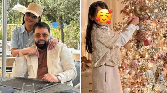 Colaj foto cu Florin Salam, soția și fiica lor, Rania