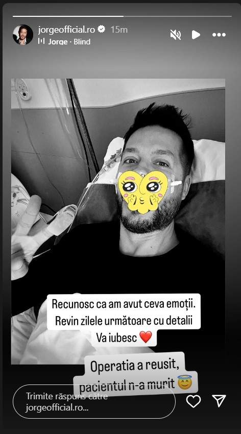 Jorge, pe patul de spital. Ce se întâmplă cu artistul: „Recunosc că am avut emoții”