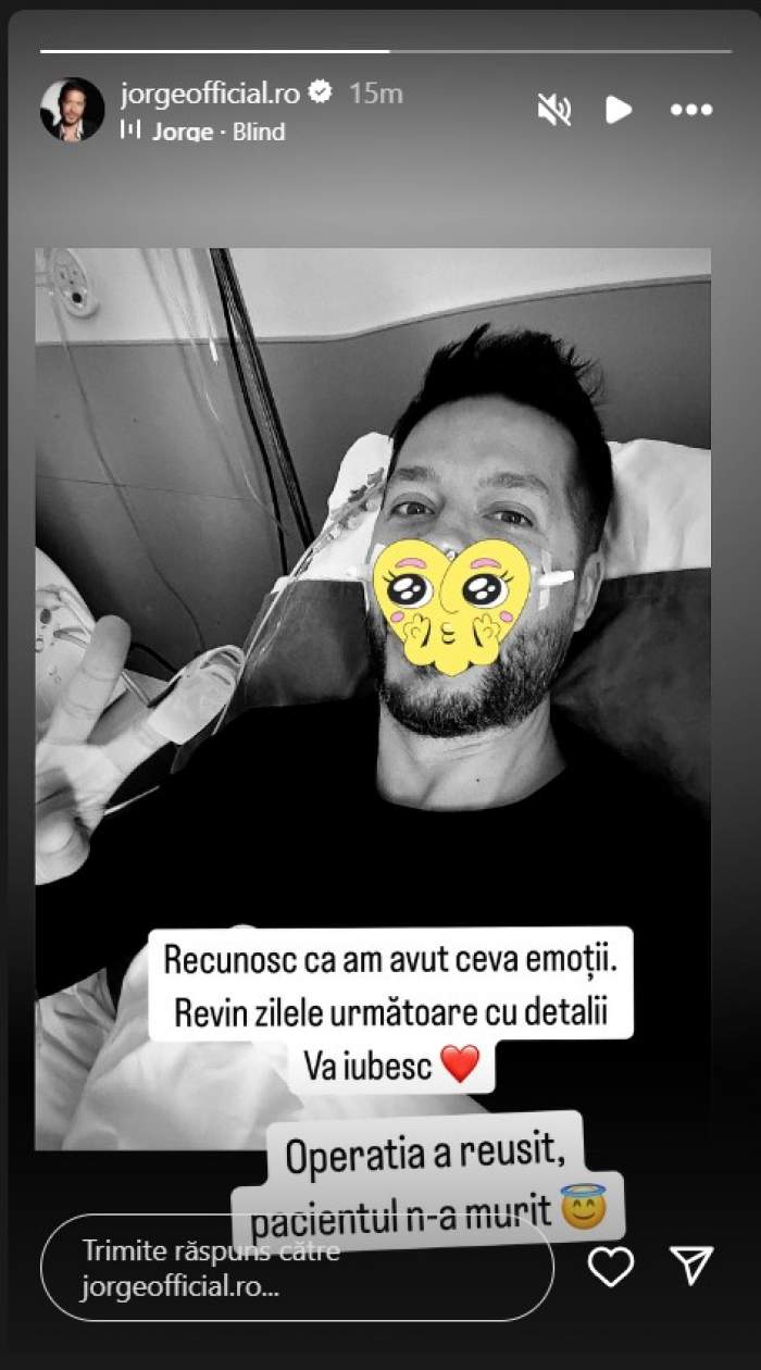 Jorge, pe patul de spital. Ce se întâmplă cu artistul: „Recunosc că am avut emoții”