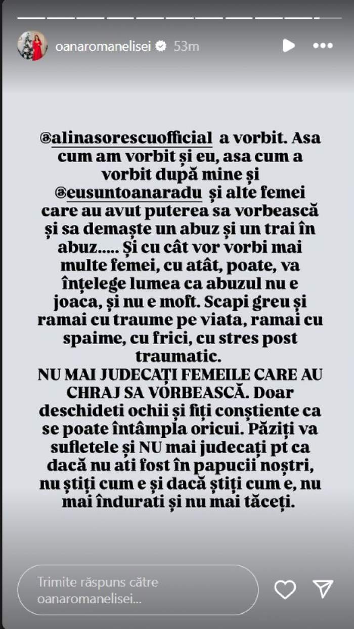 Oana Roman, alături de Alina Sorescu, după ce artista a povestit prin ce a trecut în timpul căsniciei cu Alexandru Ciucu: „Un trai în abuz...” Mesajul vedetei