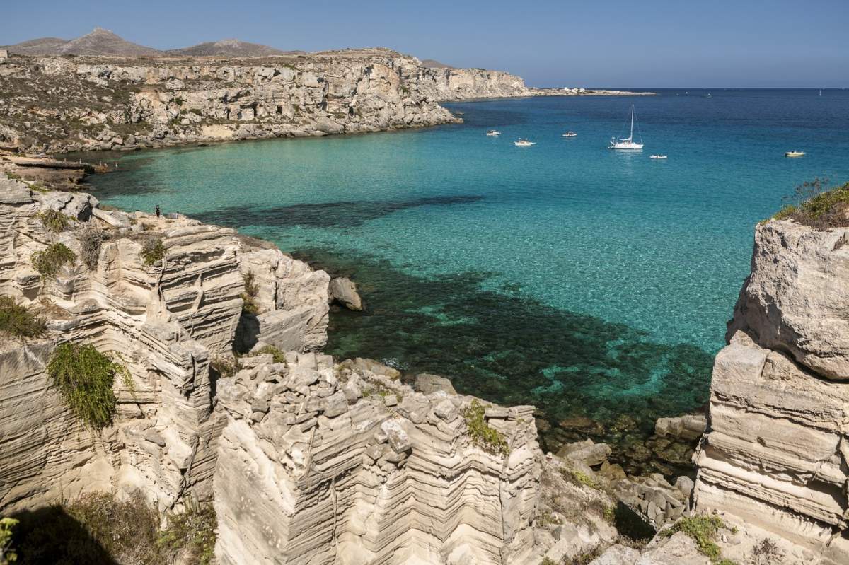 Cala Rossa Bay, Favignana island, Aegadian Islands, Sicily, Italy, Europe