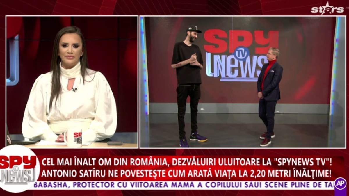 Cel mai înalt om din România a venit în platoul „Spynews TV”. Antonio Satîru, dezvăluiri despre ce înseamnă viaţa la 2.20 m înălţime