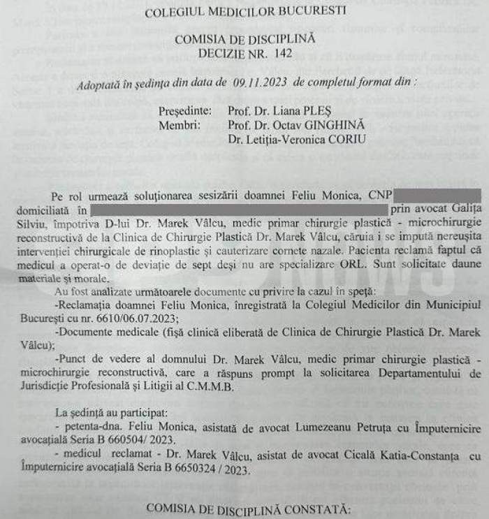 Răsturnare de situație în dosarul pacientei care-l acuză de fapte grave pe „Esteticianul vedetelor”