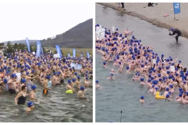 Record mondial în apă înghețată! 2.500 de oameni s-au scufundat la 3 grade Celsius