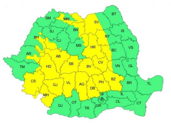 Furtuni și vijelii în România! A fost emis cod galben în mai multe zone / HARTA