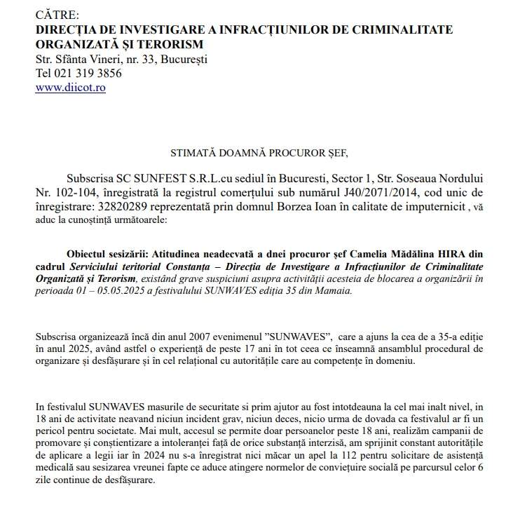 Scandal la malul mării! Un celebru festival, acuzații la adresa DIICOT!