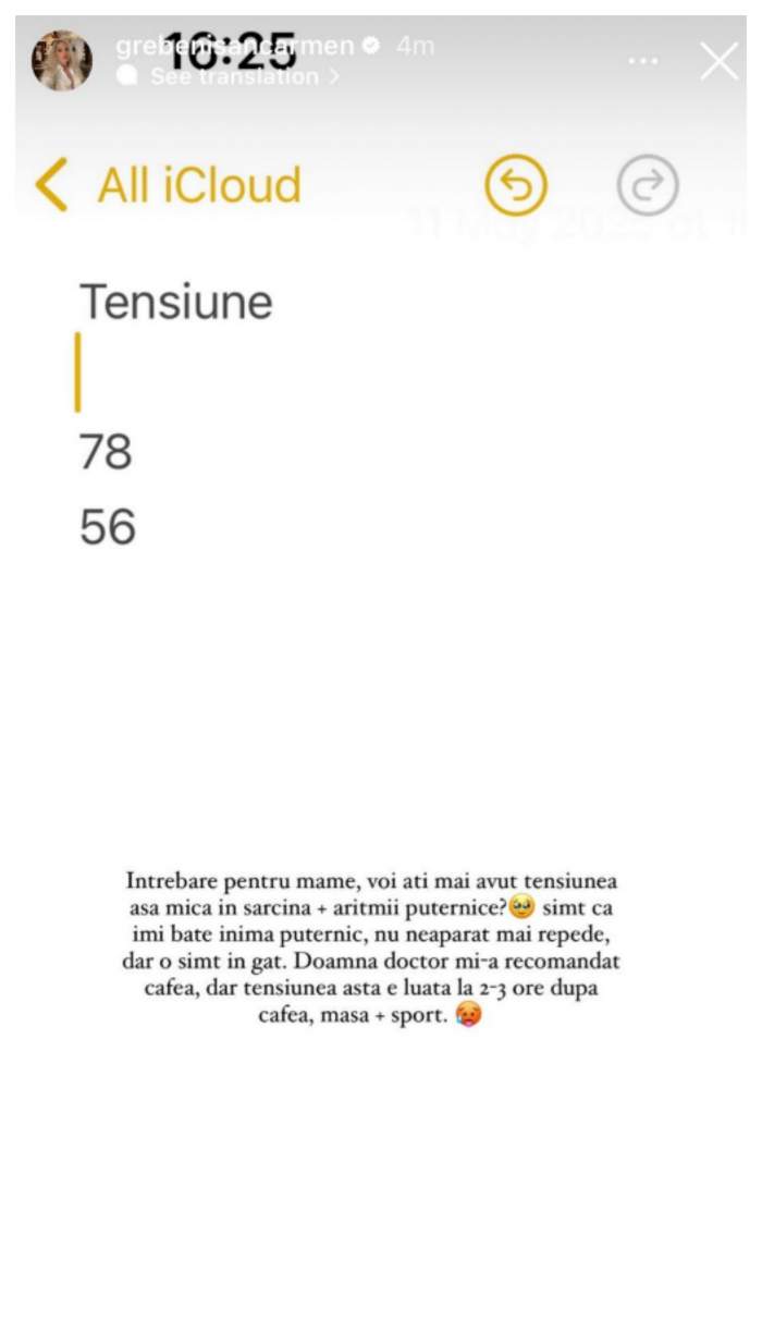 Carmen Grebenișan, noi probleme de sănătate în timpul sarcinii. Influencerița a mers la medic: “Îmi bate inima puternic”