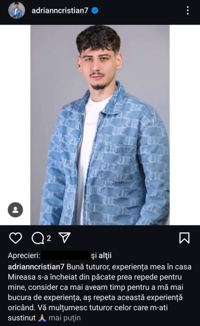 mesajul lui Adi de la Mireasa