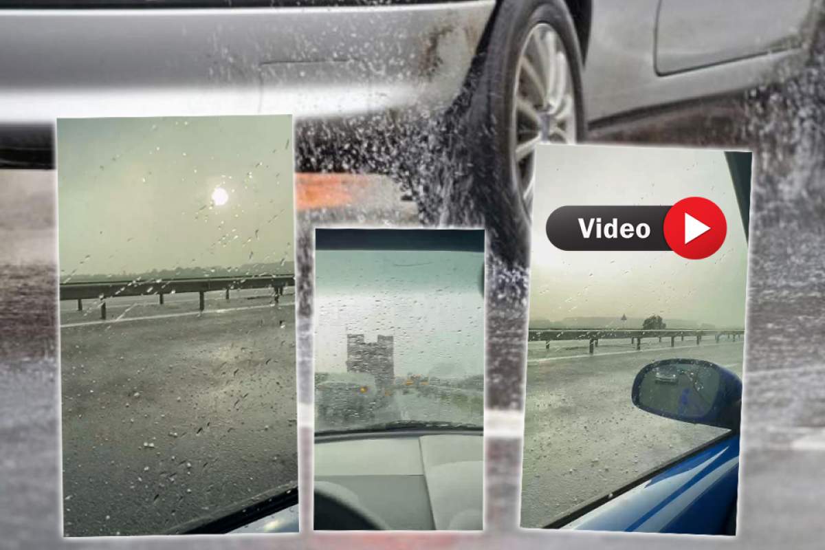 Imagini apocaliptice pe autostrada București - Ploiești! Grindina a spart parbrizele mașinilor și le-a avariat / VIDEO