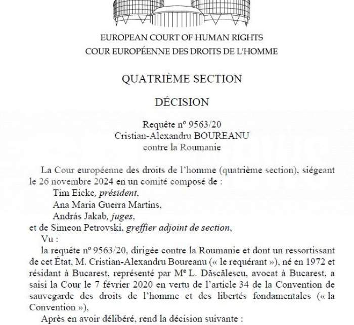 Cristian Boureanu, sentință definitivă la CEDO / Documente exclusive