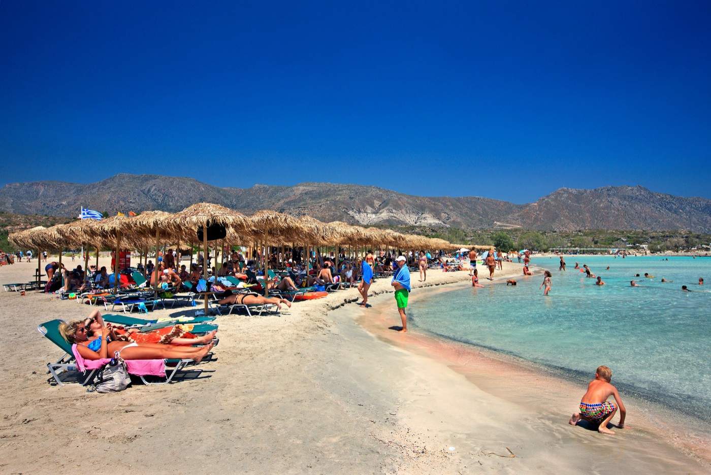 Plaja Elafonisi, la sud-vest de prefectura Chania, Creta, Grecia