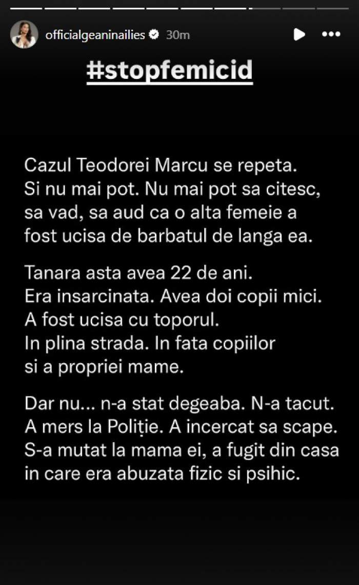 Geanina Ilieș, Andreea Raicu și Anca Serea, reacție după ce o altă femeie însărcinată a fost ucisă de iubit. Tânăra a fost omorâtă pentru că ar fi vrut să pună punct relației / FOTO