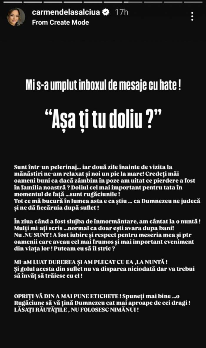 mesajul lui Carmen de la Sălciua
