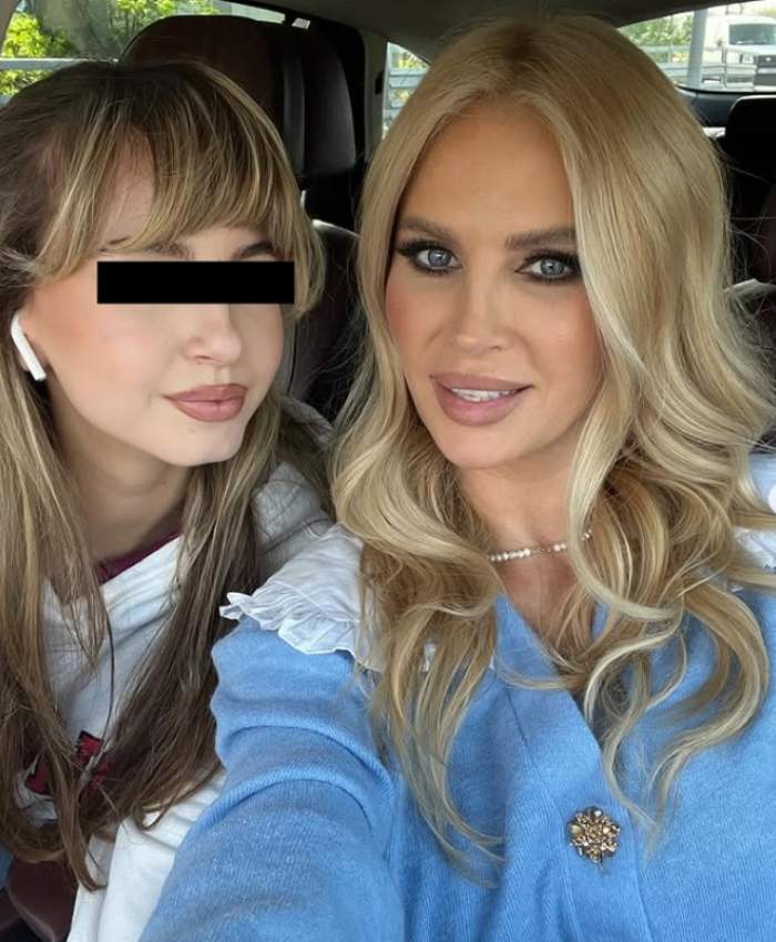 andreea banica si fiica ei in masina