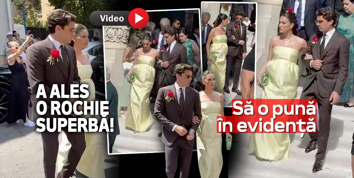 Imagini rare! Ținuta Elenei Hagi i-a pus în evidență burtica de gravidă, la nunta Kirei Hagi! Cât de atent este soțul ei, Ianis | VIDEO