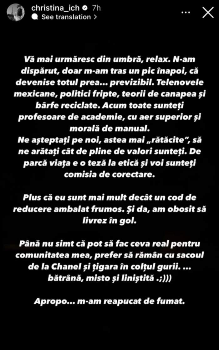 mesajul Christinei Ich