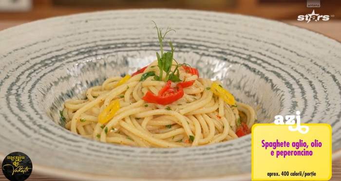 Rețeta lui Horia Manea de spaghete aglio e olio. Sunt ușor de pregătit și au un gust delicios