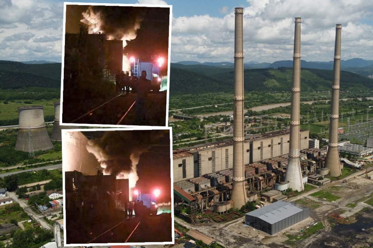 Incendiu uriaș la fosta termocentrală de la Mintia. Mai multe autospeciale au venit pentru a stinge flăcările