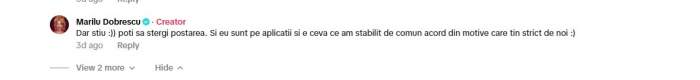 răspunsul lui Marilu Dobrescu