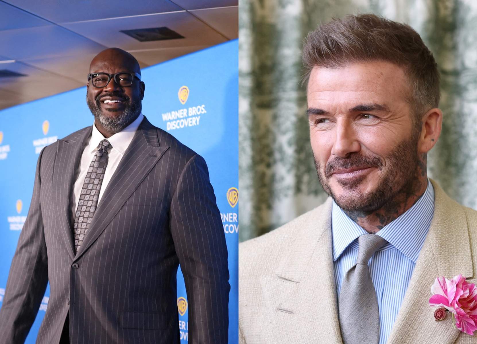 colaj din doua poze cu Shaquille O’Neal si david beckham